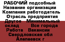 РАБОЧИЙ подсобный › Название организации ­ Компания-работодатель › Отрасль предприятия ­ Другое › Минимальный оклад ­ 1 - Все города Работа » Вакансии   . Свердловская обл.,Алапаевск г.